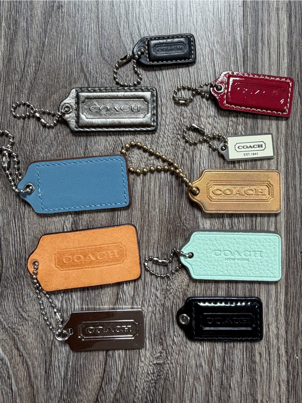 Coach Hang Tag Bag Charm Lot Leather Metal Patent leather gold silver red mint